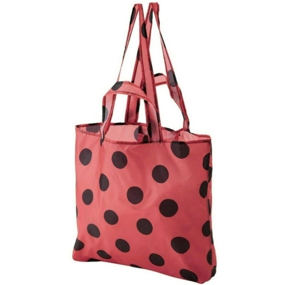 Ikea Skynke shopping tote bag Red Black Polka dot 2 Pack - Picture 3 of 9